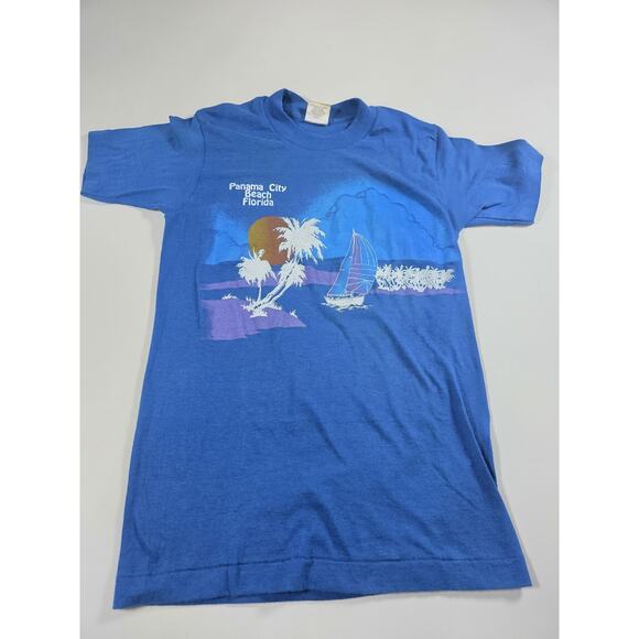 Vintage Panama City Beach Blue T Shirt Small - Picture 1 of 4